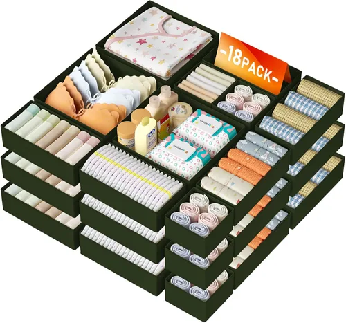 Miniatura 32 de DIMJ Organizador de cajones de ropa – Paquete de 20 contenedores organizadores de cajones de armario para almacenamiento de ropa de bebé, Blanco