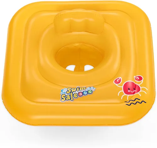 Miniatura 5 de Bestway Flotador inflable para niños pequeños Flotador inflable cuadrado de 3 anillos para bebés de 24 a 36 meses, amarillo