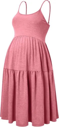 Miniatura 43 de GINKANA Vestido de maternidad sin mangas para mujer, con tirantes ajustables, vestido casual de verano para uso diario o baby shower