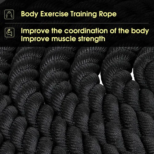 Miniatura 4 de Cuerdas de batalla pesadas de 1.5 pulgadas, 30 pies, cuerda de entrenamiento de poliéster de cuerpo completo, equipo de entrenamiento
