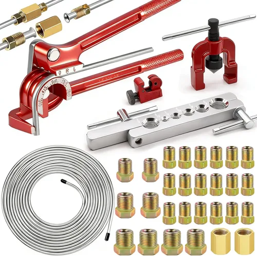 Miniatura 8 de smseace 26Pack Kit de línea de freno de 3/16 pulgadas Incluye 25 pies de líneas de freno bañadas en cobre con accesorios
