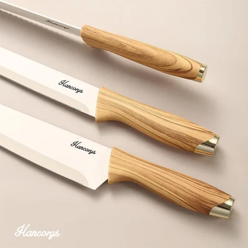 Miniatura 3 de Juego de cuchillos Hancorys, juego de 13 piezas de cuchillos de cocina, revestimiento antióxido de cerámica antiadherente y protector de hoja