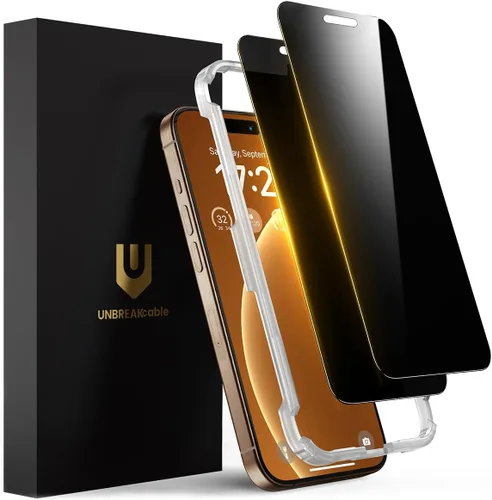 Miniatura 13 de UNBREAKcable Protector de pantalla de privacidad para iPhone 17 Pro, cobertura completa, vidrio templado inastillable, antiespía de 28°, dureza 9H