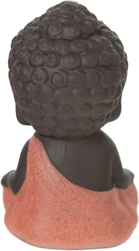 Miniatura 5 de FENGSHUI-CAISHEN Estatua de Little Buddha, figura de Buda bebé, arcilla hecha a mano para meditar decoración de escritorio zen para interiores Rojo