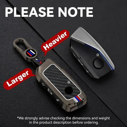Miniatura 4 de OLLEN Funda para llavero de aleación de zinc pesada, apta para BMW 2023 ~ en adelante 5/7 Series 740i 760i X1 X2 X3 X3 X5 X6 X7 XM IX IX IX3 I5 I7