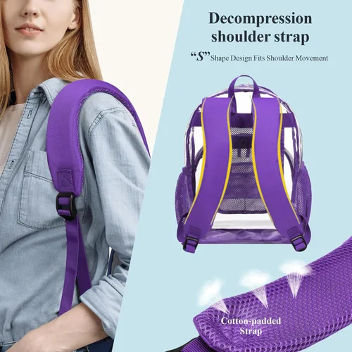 Miniatura 6 de PACKISM Mochila transparente resistente, para estudiantes, escuela, Computadora portátil
