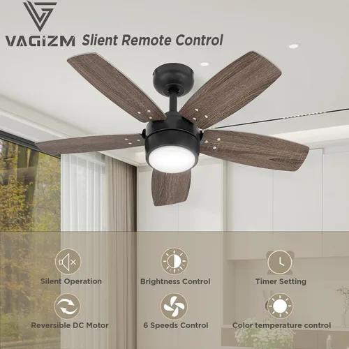 Miniatura 2 de Ventilador de techo de 36 pulgadas para habitación pequeña: Ventiladores de techo modernos con control remoto de luz - Motor CC silencioso