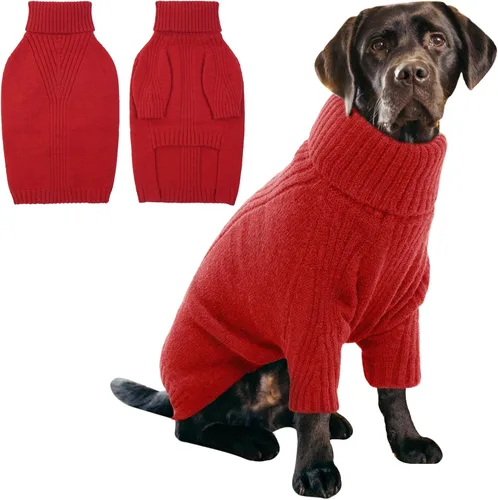 Miniatura 71 de IECOii Suéter extragrande para perro, suéteres térmicos cálidos para perros de raza gigante, ropa de punto, cuello alto de invierno, elástica