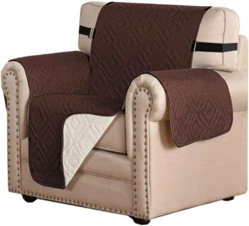 Miniatura 55 de H.VERSAILTEX Funda reversible para silla, protector de muebles antideslizante, resistente al agua, con correas elásticas de 2 pulgadas