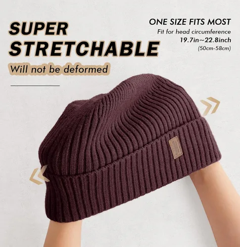 Miniatura 3 de Wmcaps Gorros cálidos para hombres y mujeres, gorro con forro polar cálido para invierno, unisex, a la moda, gorro de punto con puños