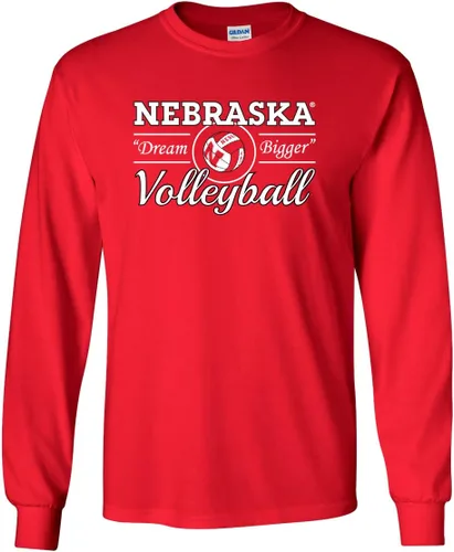 Miniatura 32 de CornBorn Elige tu diseño - Camisetas de manga larga de voleibol de Nebraska Voleibol Script Huskers - Blanco
