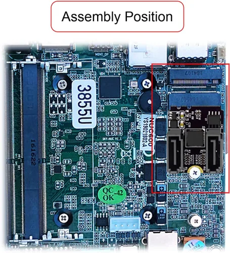 Miniatura 5 de NGFF clave A+E PCI Express a SATA 3.0 6Gbps adaptador de doble puerto convertidor tarjeta de extensión de disco duro JMB582 2230
