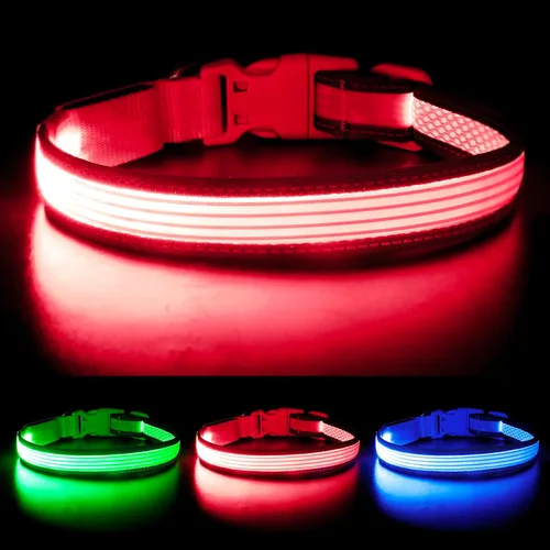 Miniatura 8 de YFbrite Collar de Perro LED Completamente Ajustable, Collares de Perro Iluminados Completamente, Collar de Perro Reflectante con Luz que Brilla