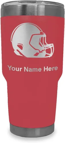 Miniatura 26 de LaserGram Vaso aislado al vacío de 20 onzas, casco de fútbol, grabado personalizado incluido (morado claro)