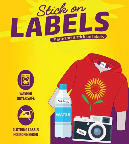 Miniatura 8 de Etiquetas de Nombre Personalizadas para Niños – 60 Etiquetas Impermeables de Pelar y Pegar para Ropa, Cajas de Almuerzo, Botellas de Agua, Bolsas