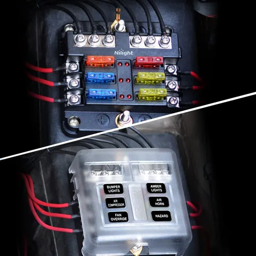 Miniatura 2 de Nilight - Bloque de fusibles de hoja de 6 vías 50055F, 6 circuitos con caja de fusibles de bus negativo con indicador LED ATO/ATC Panel de fusibles