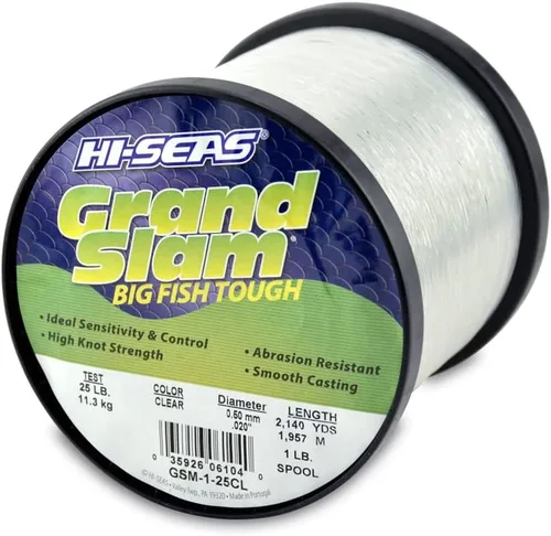 Miniatura 50 de Sedal de Pesca de Monofilamento HI-SEAS Grand Slam - Fuerte y Resistente a la Abrasión en Transparente, Rosa, Verde, Azul Ahumado, Amarillo
