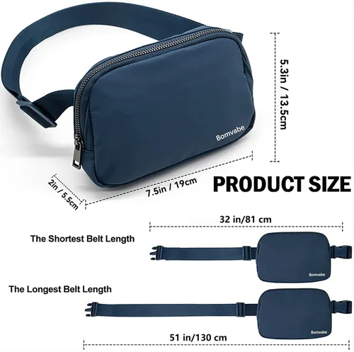 Miniatura 42 de Cangurera cruzada para mujer, mini bolsa para cinturón de 1 litro con correa ajustable de 32 a 51 pulgadas, bolsa de cintura pequeña para viajes