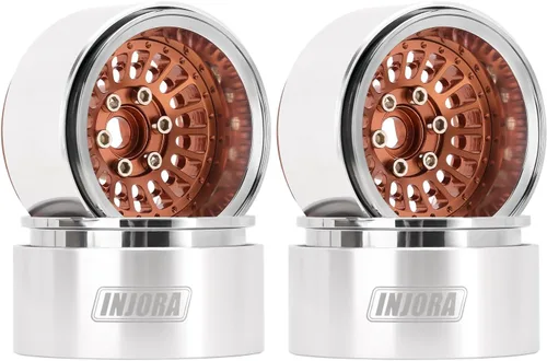 INJORA 1.9" Beadlock Llanta de rueda compensada -0.394 in Rueda de aluminio para SCX10 Pro TRX4 VS4-10 Gen8 1/10 RC Crawler Car (bronce)