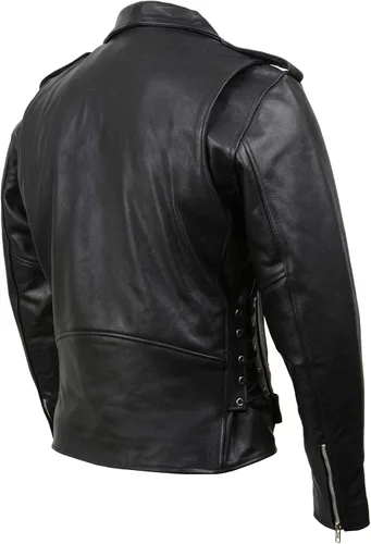 Miniatura 9 de Milwaukee Leather LKM1781 - Chaqueta de motocicleta clásica premium para hombre The Legend en negro con forro acolchado de piel Grm1011-negro