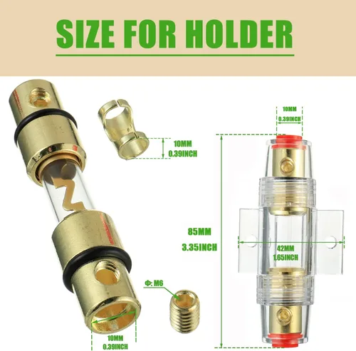 Miniatura 2 de Portafusible en línea de calibre 4-8 AWG con fusibles AGU de 30A para audio de coche, alarma, amplificador, compresores, Portafusible en línea