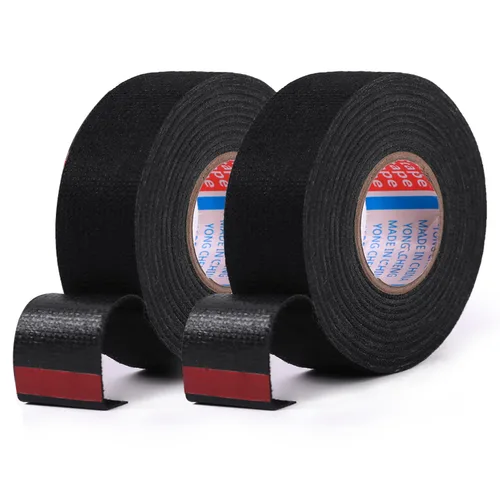 Miniatura 6 de HSTECH 2 rollos de cinta de arnés de cable, cinta de tela para arnés de cableado de altavoz, cinta adhesiva negra, para arnés de cables eléctricos