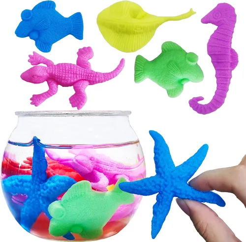 Criaturas marinas que crecen en el agua, paquete de 50 animales marinos, recuerdos envueltos individualmente, juguete de animales expandibles,