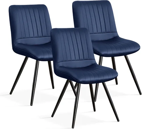 Miniatura 31 de Sillas de comedor, modernas sillas de comedor con cojines gruesos, sillas tapizadas de piel sintética para cocina, comedor con patas de metal