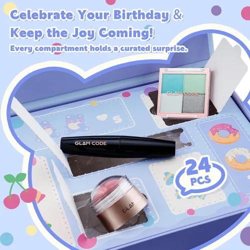 Miniatura 5 de Glam Code Calendario de Adviento de maquillaje de 24 días 2025, juego de regalo de maquillaje de belleza para adolescentes y mujeres adultas, Azul