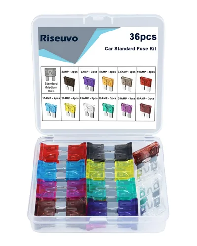 Miniatura 9 de Riseuvo Juego de 36 fusibles de automóvil – Fusibles surtidos de repuesto de cuchillas para automóvil, RV, cámper, barco, camión, motocicleta