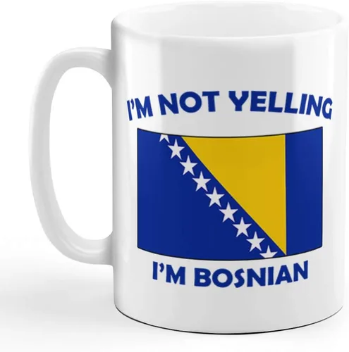 Taza de té de café con texto en inglés "I M Not Yelling I Am Bosnian Bosnian Bosnians - Taza de té para Navidad, Hanukkah, regalo para hombres y