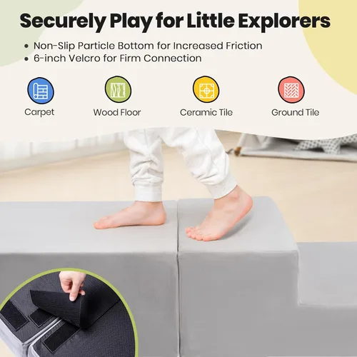 Miniatura 2 de Rinnebbit Bloques de escalada de espuma de 6 piezas para niños pequeños, juego de espuma suave para escalar y gatear con tapete de juego para bebé
