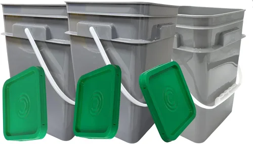 Miniatura 14 de House Naturals Cubo cuadrado de grado alimenticio de 4 galones con asas de plástico y tapa (paquete de 3) contenedores fabricados en Estados Unidos