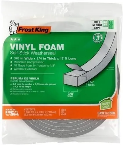 Miniatura 13 de Frost King V734H - Cinta de espuma de vinilo - Célula cerrada - Compresión moderada, 1.9 cm (3/4") de ancho, 1.27 cm (1/2") de grosor, 3.05 m