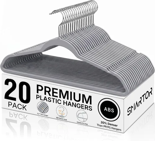 Miniatura 9 de SMARTOR Plastic Hangers 20 Pack - Thin and Slim Design for Space Saving Organizer - Heavy Duty Durable Closet Organizers and Storage with 360 Swivel