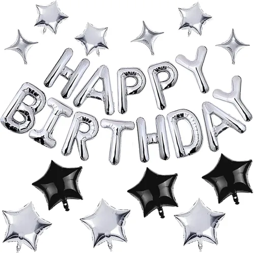 Miniatura 17 de CANREVEL Cartel de feliz cumpleaños, 13 letras de papel de aluminio de Mylar de 16 pulgadas con 12 globos de estrella, decoraciones de fiesta