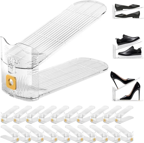 Miniatura 10 de Organizadores de zapatos, paquete de 12 unidades, apilador, almacenamiento para armario, ahorro de espacio
