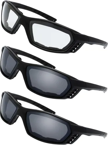 Miniatura 12 de Gafas de Motocicleta con Marco Acolchado y Lentes que Bloquean 100% UVB/UVB para Actividades al Aire Libre y Deportes 5-negro mate