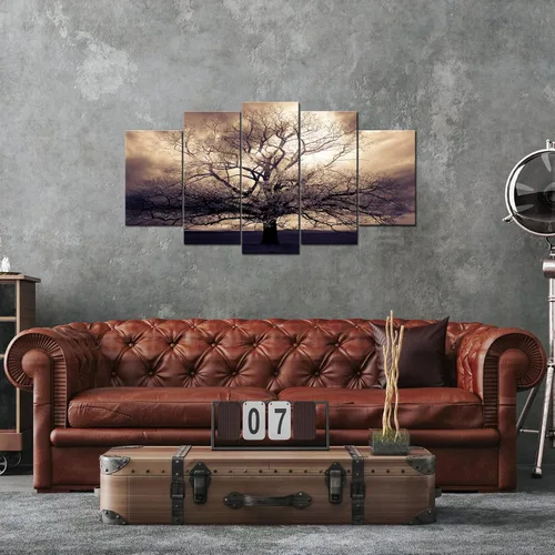 Miniatura 2 de sechars - 5 piezas de lienzo grande de arte para pared, árbol de la vida sepia, impresión fotográfica sobre lienzo, arte de bosque de fantasía