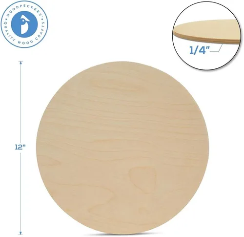 Miniatura 2 de Círculos de madera de 12 pulgadas, 1/4 pulgadas de grosor, discos de madera contrachapada de abedul, paquete de 3 círculos de madera sin terminar