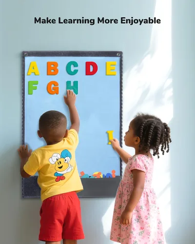 Miniatura 5 de CHEFAN Tablero de fieltro – Tablero de franela grande para pared, 104 letras de fieltro, 32 x 22 pulgadas para contar historias interactivas