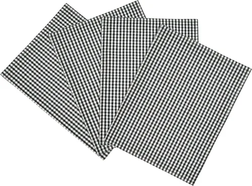Miniatura 12 de Lush Decor Gingham Check - Servilleta teñida de hilo a cuadros, 18.0 x 18.0 in, color blanco roto y negro
