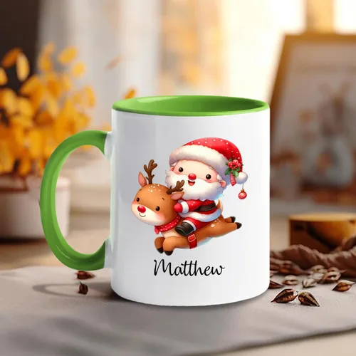 Miniatura 3 de Taza de café de Papá Noel con nombre personalizado – Taza de Papá Noel personalizada, 11 onzas y 15 onzas, bonita taza de cerámica blanca regalo