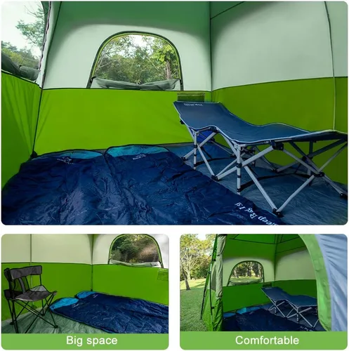 Miniatura 6 de CAMPROS CP Upgraded 6/8 Person Camping Tents, Waterproof Windproof Family Tent with Larger Mesh Windows & Door, Double Layer, Easy Set Up, Verde-6