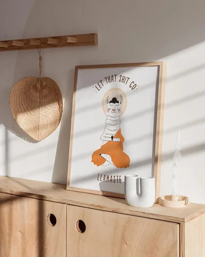Miniatura 5 de HAUS AND HUES Póster Let That Sh*t Go – Divertido arte de pared zen, decoración de yoga, impresión inspiradora de Buda, meditación y estética
