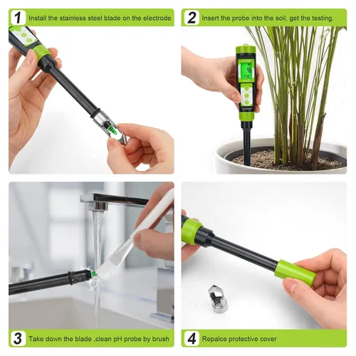 Miniatura 3 de YINMIK Medidor Digital de pH del Suelo para Jardineros, Probador de pH Directo del Suelo para el Cuidado de Plantas, Mide el pH de Solución, Tierra