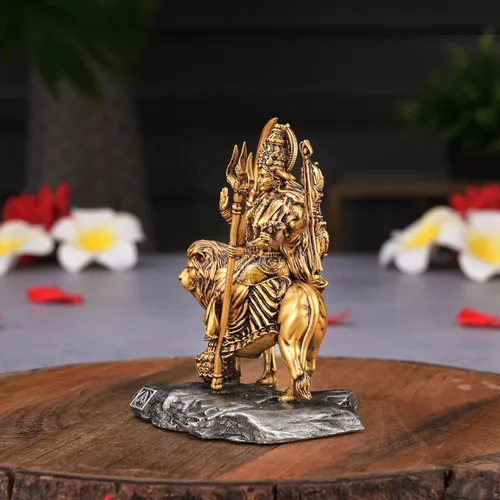 Miniatura 8 de Artarium Shri Durga MATA Idol Estatua antigua Sherawali MATA Shri Vaishno Devi Maa Durga MATA Idol para tablero de automóvil y decoración