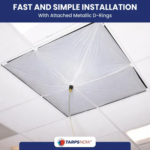 Miniatura 7 de Tarps Now - Lona desviadora de fugas de 5 x 5 pies y desviador de lluvia de techo, lona reforzada de polietileno para techo y techo con brida