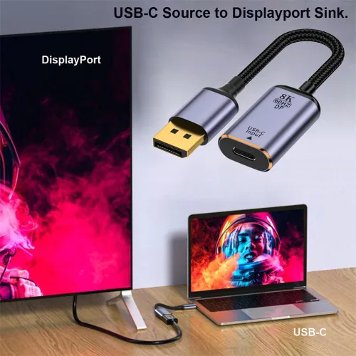 Miniatura 6 de xiwai Tipo C hembra USB-C 3.1 fuente a Displayport DP 1.4 fregadero HDTV Cable 8K@60hz 4K@120hz para tableta teléfono portátil