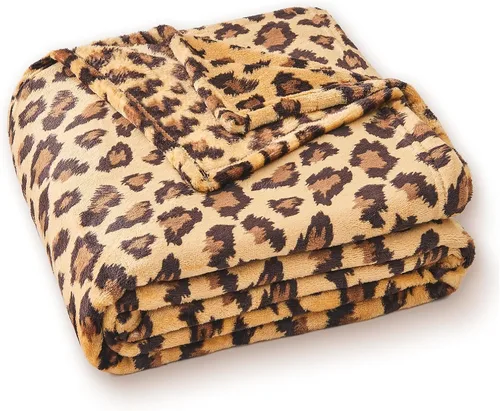 Miniatura 14 de PLEASANT BOULEVARD Manta de Forro Polar con Estampado de Leopardo, Colcha de Microfibra Suave Liviana Acogedora y Cálida Premium para Sofá y Cama